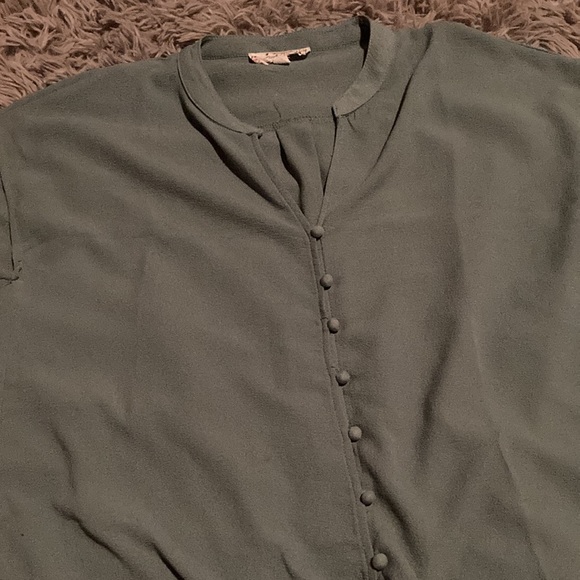 pink rose blouse size M greenish blue - Picture 3 of 3